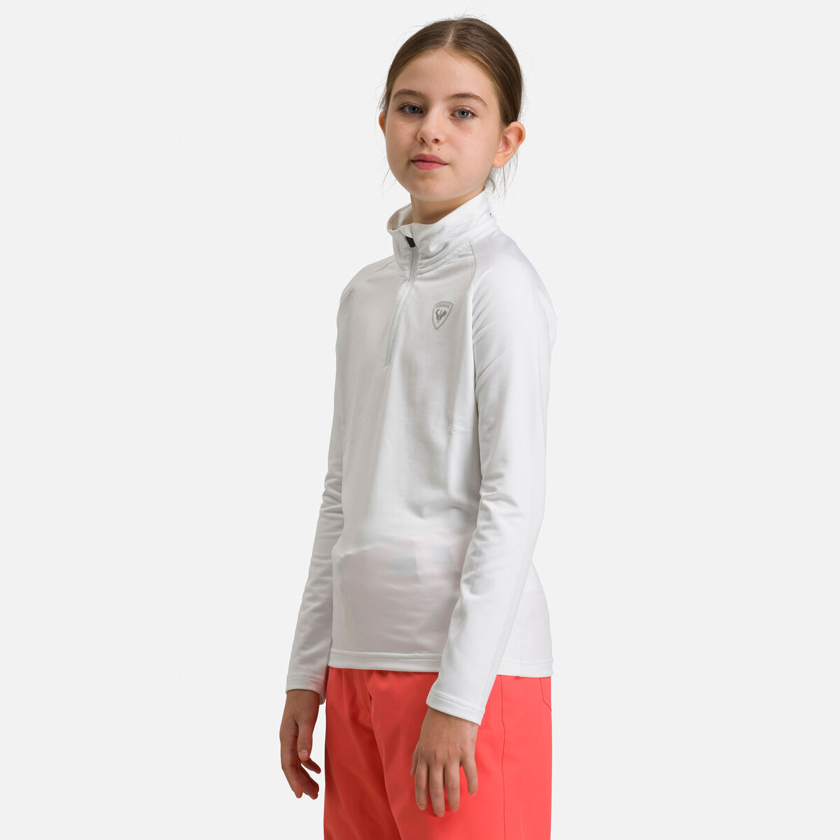 Rossignol Stretch-Fleeceoberteil für Mädchen mit halbem Reißverschluss White