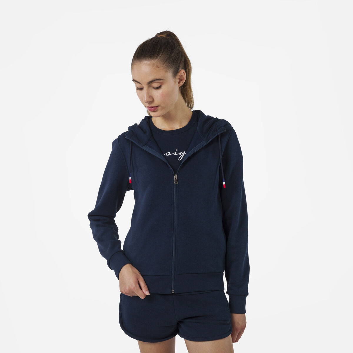 Rossignol Sweat à capuche zippé molletonné Logo Femme Blue