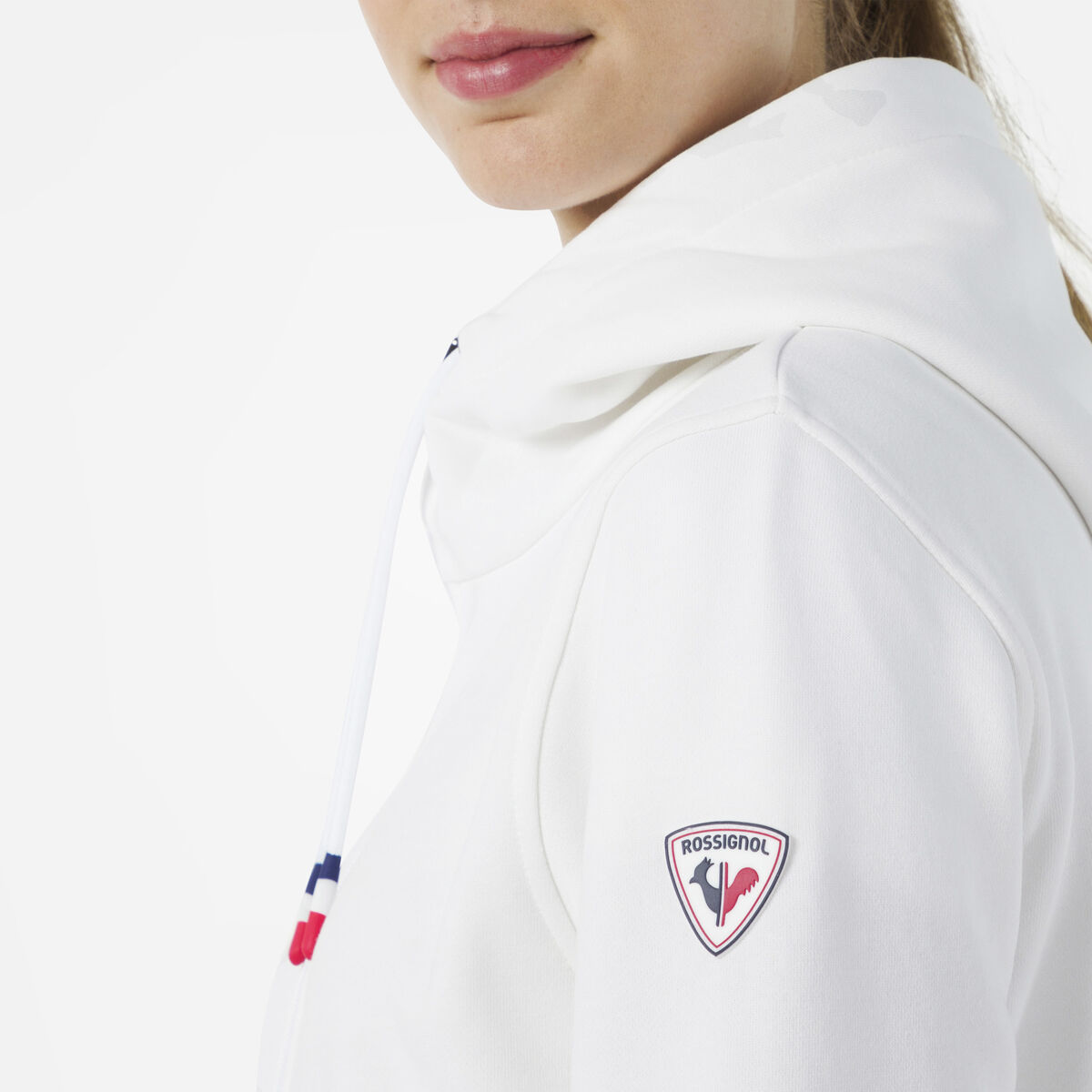 Rossignol Women's full-zip hooded logo cotton sweatshirt white