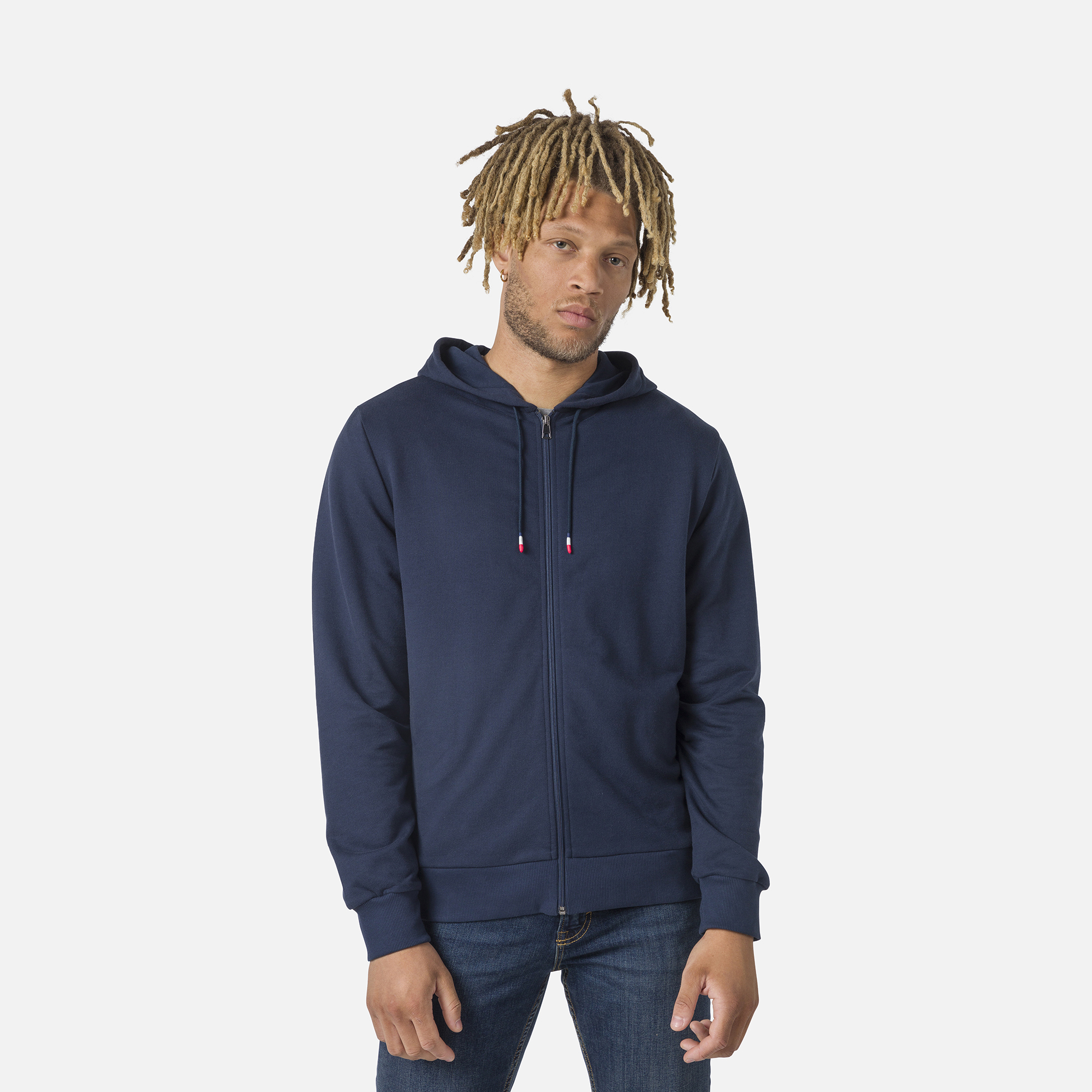 Sweat à capuche zippé molletonné Logo Homme