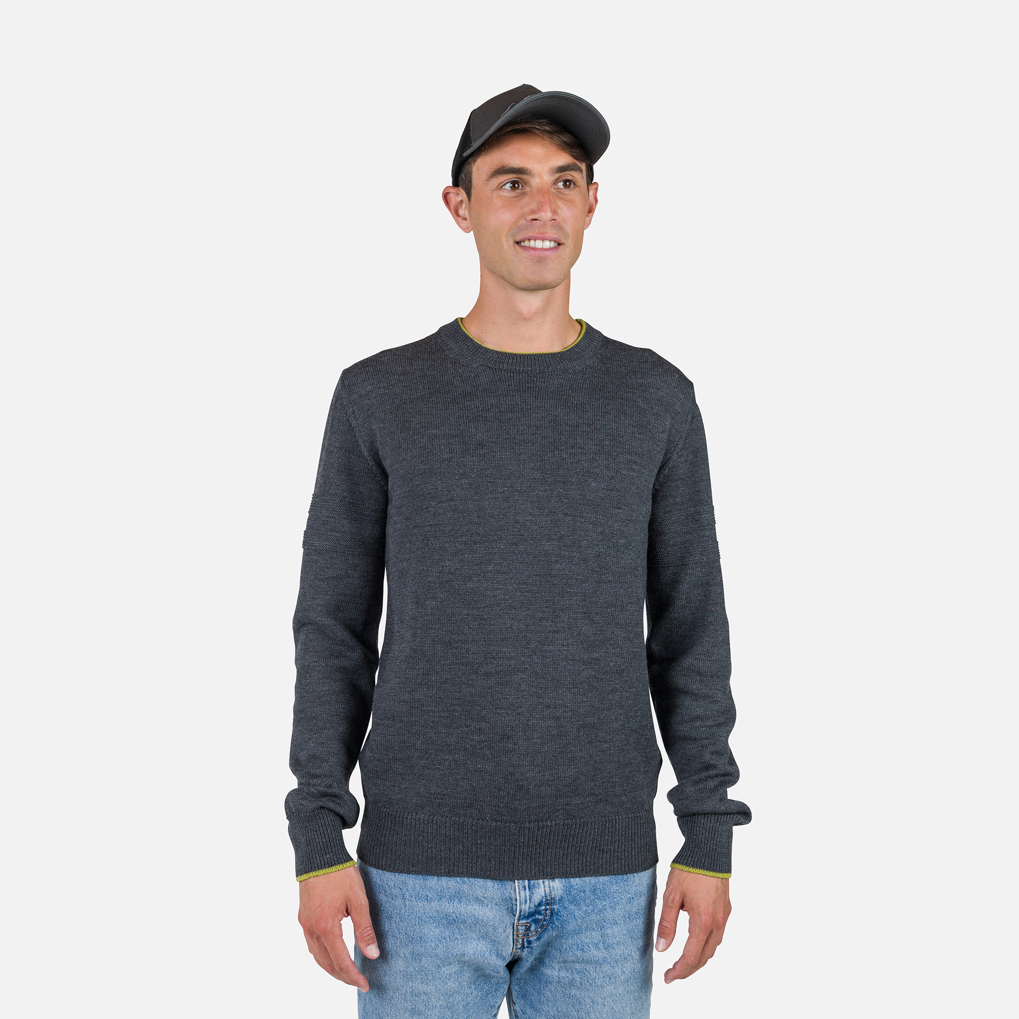 Pull ras du cou en maille rayée homme