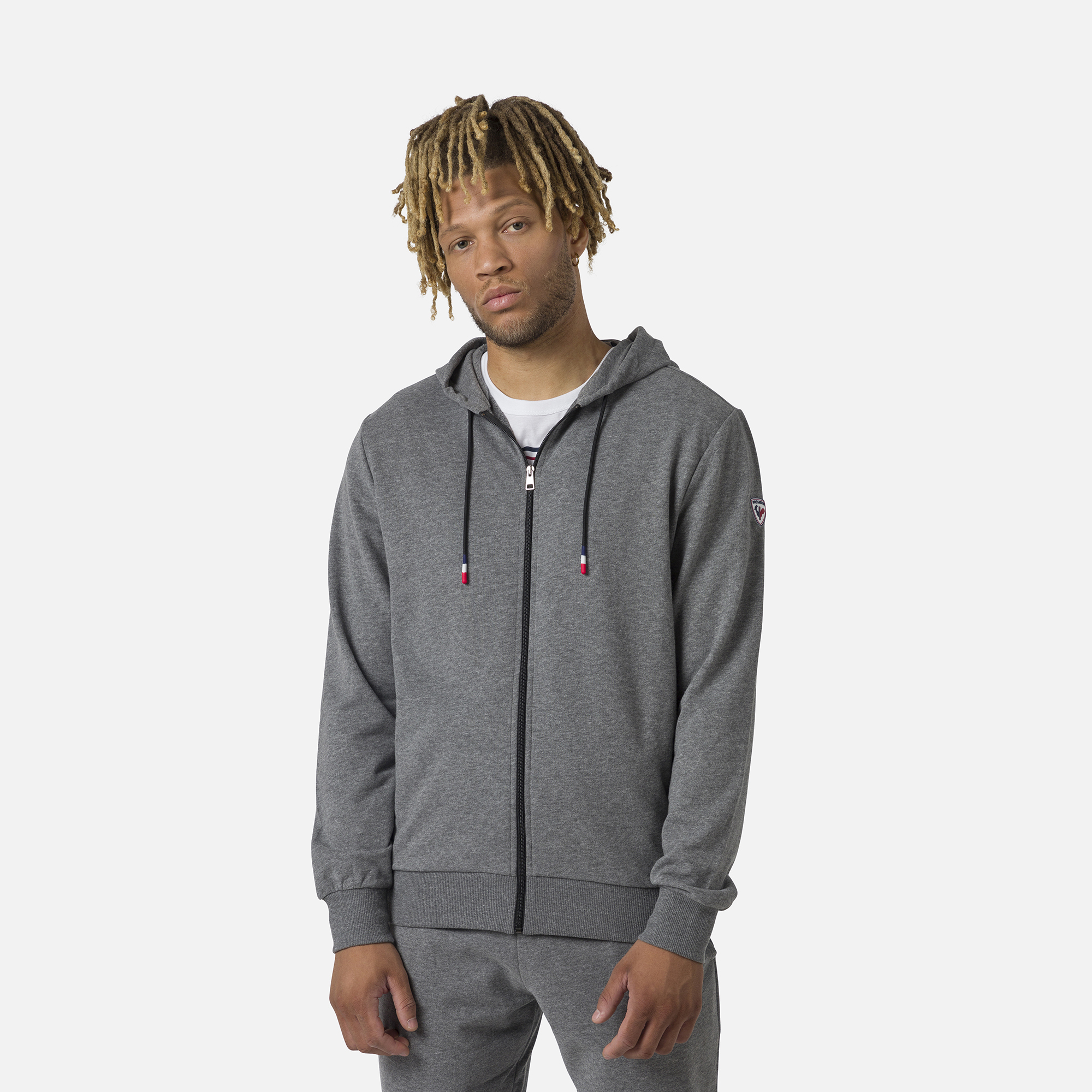 Sweat à capuche zippé molletonné Logo Homme