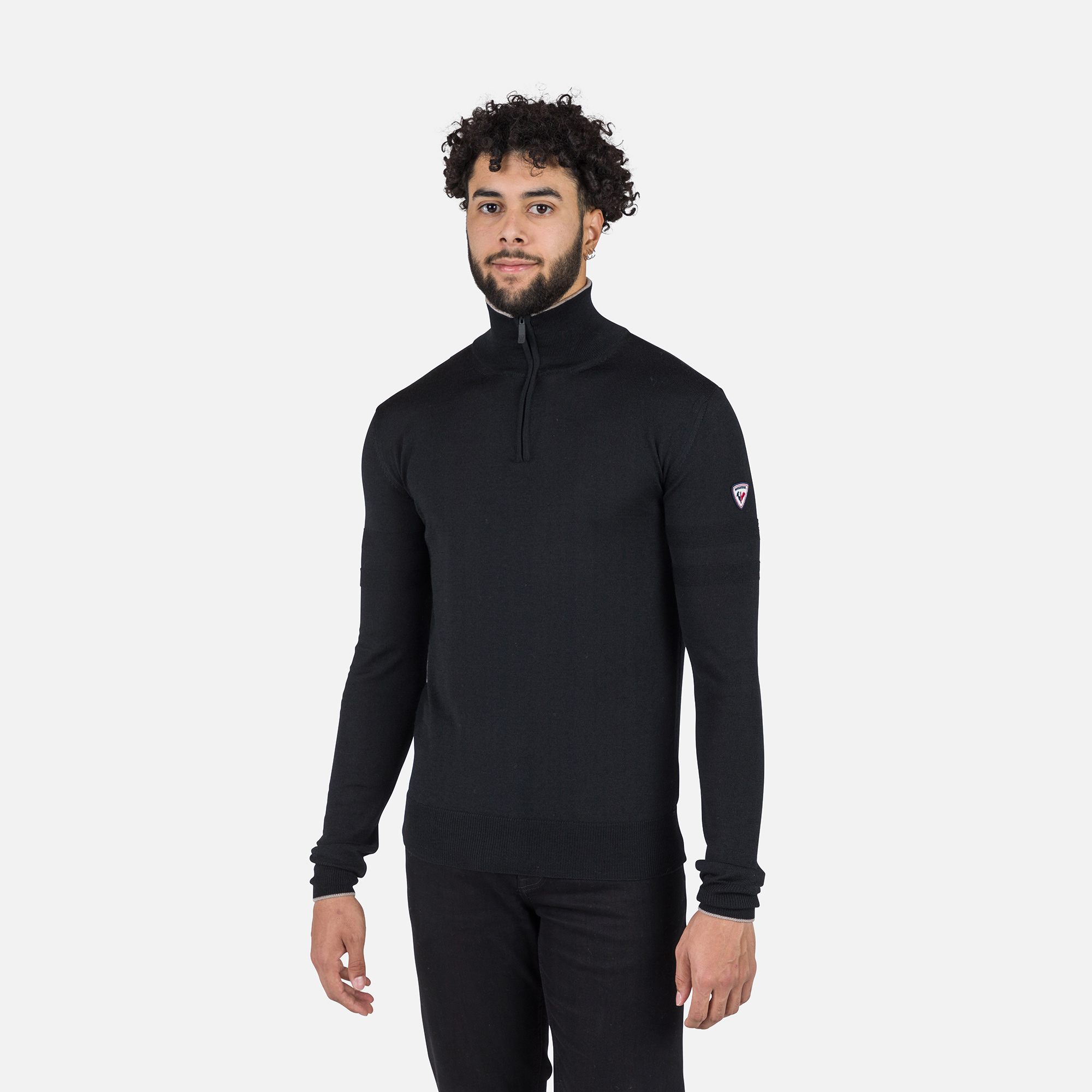 Pull en maille à demi-zip rayé homme