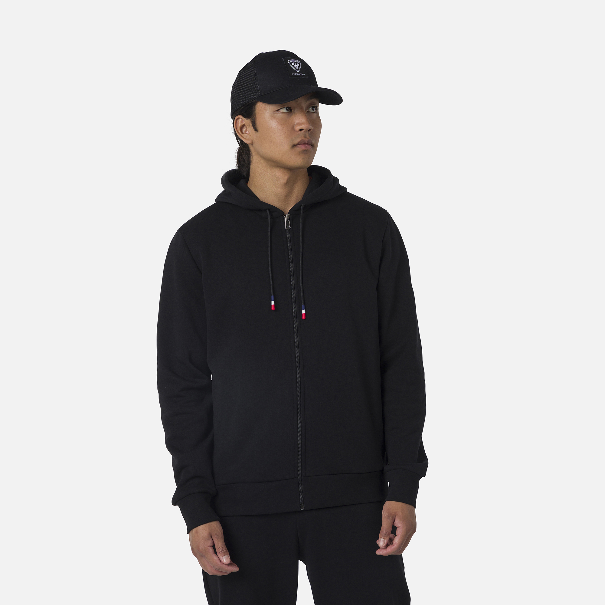 Sweat à capuche zippé molletonné Logo Homme